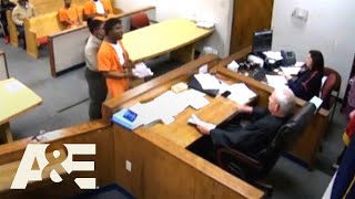 Court Cam Judge PINS ANGRY Defendant Destroying Courtroom  AampE [upl. by Ecirpac]