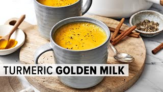 GOLDEN MILK TURMERIC MILK  dairyfree vegan golden milk recipe [upl. by Atteve]