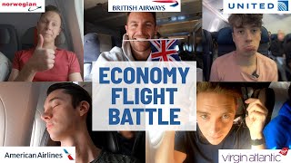 New York to London ECONOMY FLIGHT BATTLE  Comparing FIVE different airlines [upl. by Akinar]