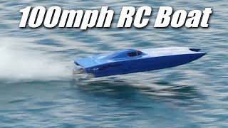 100mph RC Boat  Dual 12s Brushless Motors [upl. by Notsnorb]