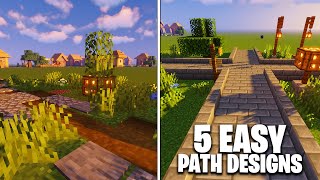 5 Simple Minecraft Path Designs Build Tutorial [upl. by Noxaj]