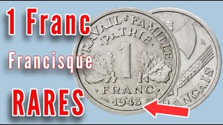 LES 7 PIECES RARISSIMES de 1 FRANC ALUMINIUM [upl. by Alaaj118]