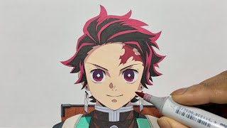 How to Draw Tanjiro Kamado Easy  Demon Slayer Kimetsu no Yaiba  鬼滅の刃 [upl. by Mirak]