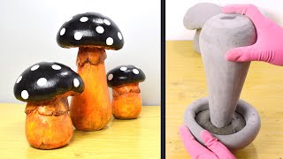 DIY Cement Mushrooms for Your Garden 🍄 Concrete Craft Ideas [upl. by Kearney]