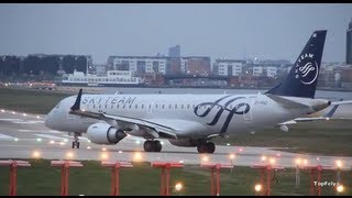 Alitalia quotEmbraer 190quot takeoff fromquotLondon City airportquot runway 09 [upl. by Rambert]