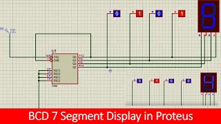 how to use BCD 7 segment display in Proteus tutorial [upl. by Nattie]