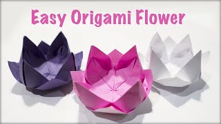 Easy Lotus Origami Flower  Origami Lotus [upl. by Zsamot592]