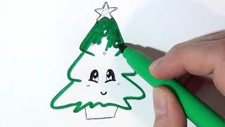 Kako se crta novogodišnja jelka  How to Draw Christmas Tree [upl. by Einaffets]