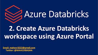 2 Create an Azure Databricks Workspace using Azure Portal [upl. by Aineles]