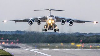 ILYUSHIN IL76 using almost the full Runway for DEPARTURE  Sunrise LANDING 4K [upl. by Soph]