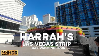 HARRAHS HOTEL amp CASINO LAS VEGAS STRIP DAY WALKING TOUR  4K  LAS VEGAS NEVADA [upl. by Hirsh]