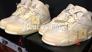 Air Jordan 4 OffWhite Sail Real vs Fake review black light test [upl. by Maureene]