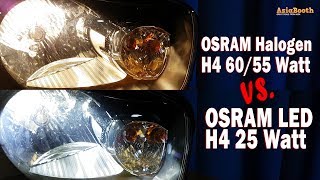 Osram LED HL vs Halogen Bulb  H4 HL [upl. by Leafar]