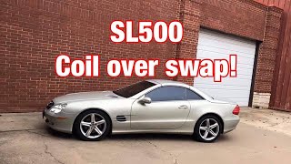 Mercedes SL500 with Strutmasters coil overs home garage install [upl. by Harrak]