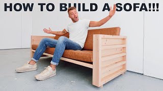 DIY SOFA MADE OUT OF 2X4S  FREE PLANS  MODERN BUILDS [upl. by Stubbs]