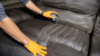 DEEP CLEANING a FILTHY sofa  Satisfying upholstery cleaning [upl. by Cele]