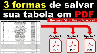 3 formas de salvar sua tabela em PDF direto do excel [upl. by Labannah]