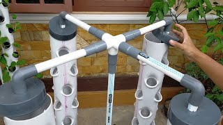 DIY  How to make Vertical Hydroponic System using 4 Towers Part 2  hydroponic farming at home [upl. by Rovelli562]