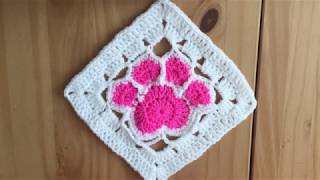 How to Crochet Paw Print Granny Square [upl. by Zoellick330]