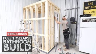 Building a Small Bathroom in the Garage Full Timelapse [upl. by Kall]