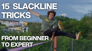 15 Slackline Tricks from Beginner to Expert  KOS 2021 Compilation [upl. by Berriman]