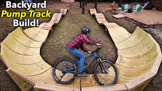 Backyard WOODEN Pump Track Build part 3  180 Degree Berm and A New Bike [upl. by Araj710]