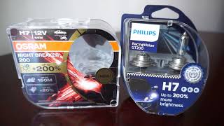 OSRAM NIGHT BREAKER 200 vs Philips RacingVision GT200 [upl. by Lavinie]