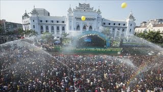 The Thingyan festival in downtown Yangon I Myanmar I 2019 Repeat for COVID19 stay home period [upl. by Zumstein419]