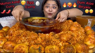 SPICY MUTTON KALEJI CURRY WITH DUM ALOO BIRYANI AND SPICY EGG CURRY  ASMR EATING MUKBANG [upl. by Magen]