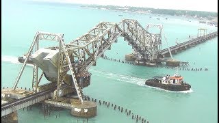 Pamban Rail Bridge Rameshwaram Opens up for Ship Crossing [upl. by Claire]