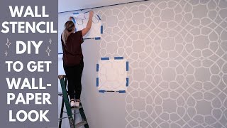 Wall Stencil Painting DIY  Painting Thats Faster amp Easier Than Wallpaper [upl. by Dnar486]