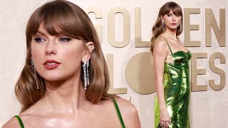 Taylor Swift SHIMMERS in Green at Golden Globes [upl. by Cleasta]