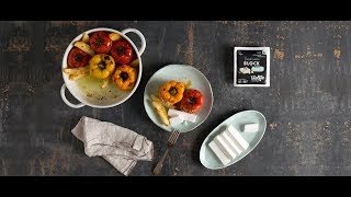 Traditional Greek Stuffed Tomatoes amp Peppers with Violife Greek White amp Violife Prosociano [upl. by Nanerb]