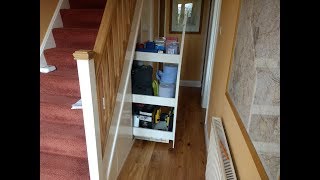 Under stairs pull slide out cupboard storage DIY project [upl. by Reuben]