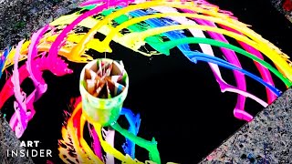 Artist Creates Paintings With A Swinging Paint Bucket [upl. by Choong637]