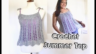 How to Crochet Summer Top  Easy Crochet Top tutorial [upl. by Yewed689]