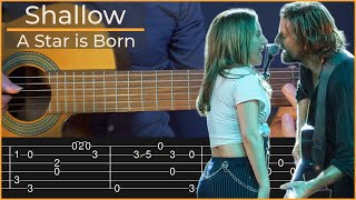 Shallow  Lady Gaga Bradley Cooper Simple Guitar Tab [upl. by Winny]