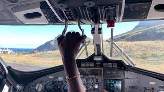 Winair Cockpit View Takeoff at Saba SABTNCS [upl. by Coppinger]