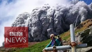 Video Japan volcano shoots rock amp ash on Mount Ontake  BBC News [upl. by Schaeffer]