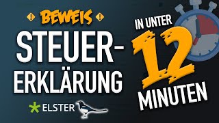 BEWEIS Steuererklärung Elster selber machen in 12 Minuten  Elster ausfüllen Steuererklärung 2020 [upl. by Manouch]