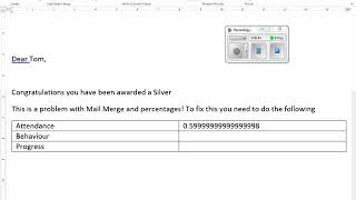 Mail Merge fixing the percentage fields [upl. by Coryden]
