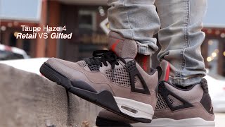 Air Jordan 4 Taupe Haze Real VS Fake On  Foot [upl. by Lonergan]