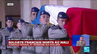 Hommage aux 13 soldats français morts au Mali  l’arrivée des cercueils aux Invalides [upl. by Tilly]