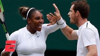 Serena Williams Andy Murray advance in mixed doubles  2019 Wimbledon Highlights [upl. by Barrow]