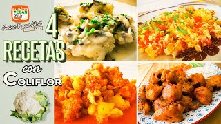 4 recetas con coliflor ¡Deliciosas  Cocina Vegan Fácil [upl. by Annoid]