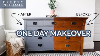 Furniture Painting for Beginners  One Step Paint Dresser Makeover [upl. by Aldridge]