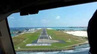 Landing from cockpit in MALE airport Maldives [upl. by Ymmaj]