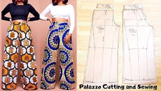 Palazzo Pant Pattern drafting Cutting and Stitching DETAILED  Wide Leg TrouserPattern drafting [upl. by Nelyahs]