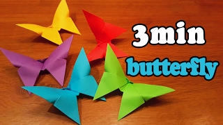 How To Make an Easy Origami Butterfly in 3 MINUTES [upl. by Four]