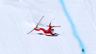 High Speed Ski Crash in 4K  Simon Billy Vars 2017 from the 245kmh start [upl. by Ater863]